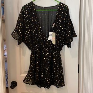 GIANNI BINI - BRAND NEW black and gold star romper